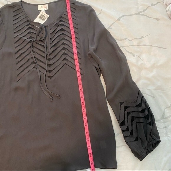 NWT PARKER Silk V-neck Long sleeve Sexy Key Hole Cut Outs luxury SZ L - Picture 11 of 12